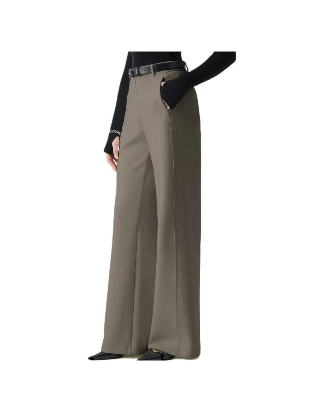 OGL Move Stretch Cotton Blend Slimming High Rise Wide Leg Pant Olive Large NWT